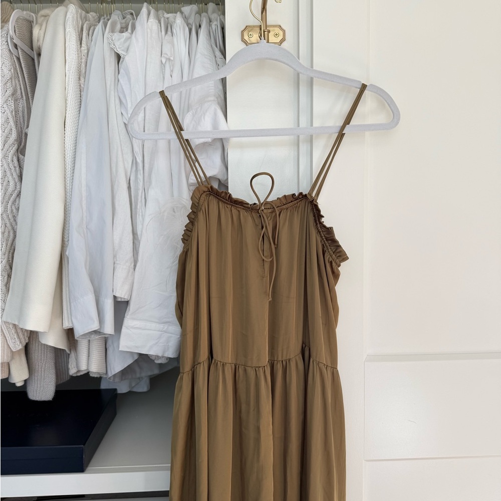 Zara Deep Olive Brown Sleeveless Dress